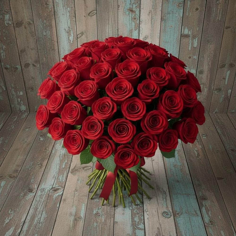 Букет 55 Красных роз Фридом в Полетаево