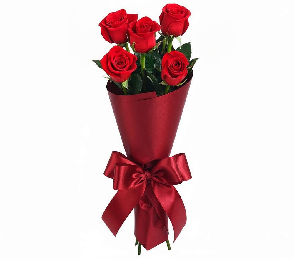 Букет 5 Красных роз Эдлесс Лав в Полетаево