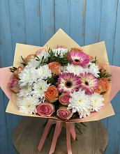 Букет цветов из:  Розы, Герберы и Хризантемы #REPLACE_PRED# Полетаево