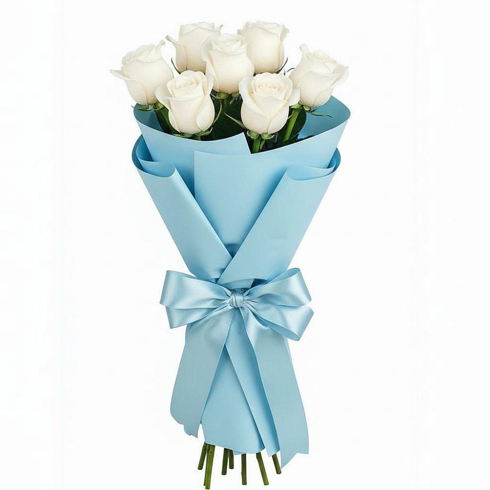 Букет 7 белых роз Проуд в Полетаево