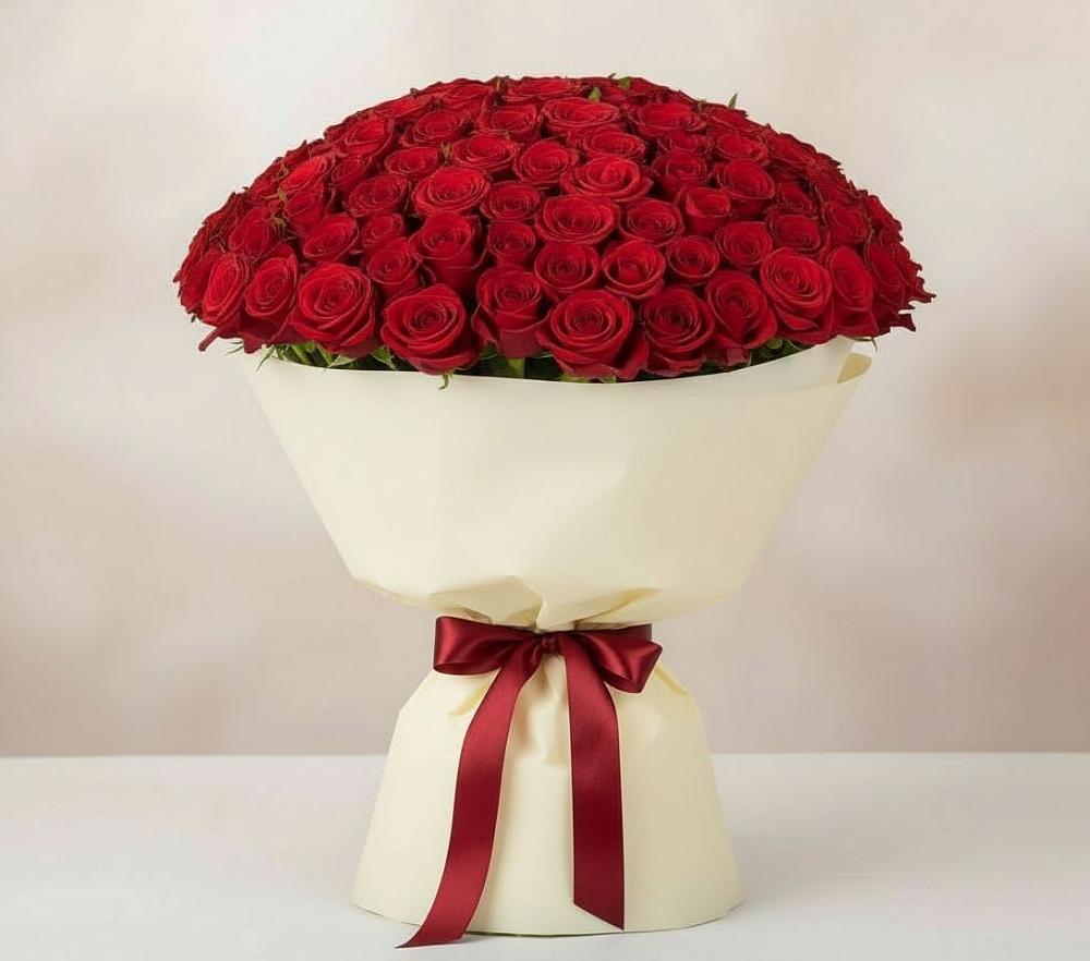 Букет 101 Красная роза Милано в Полетаево