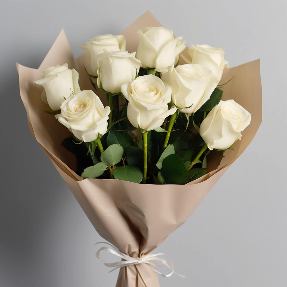 Букет 9 Белых роз Эдлесс Лав в Полетаево