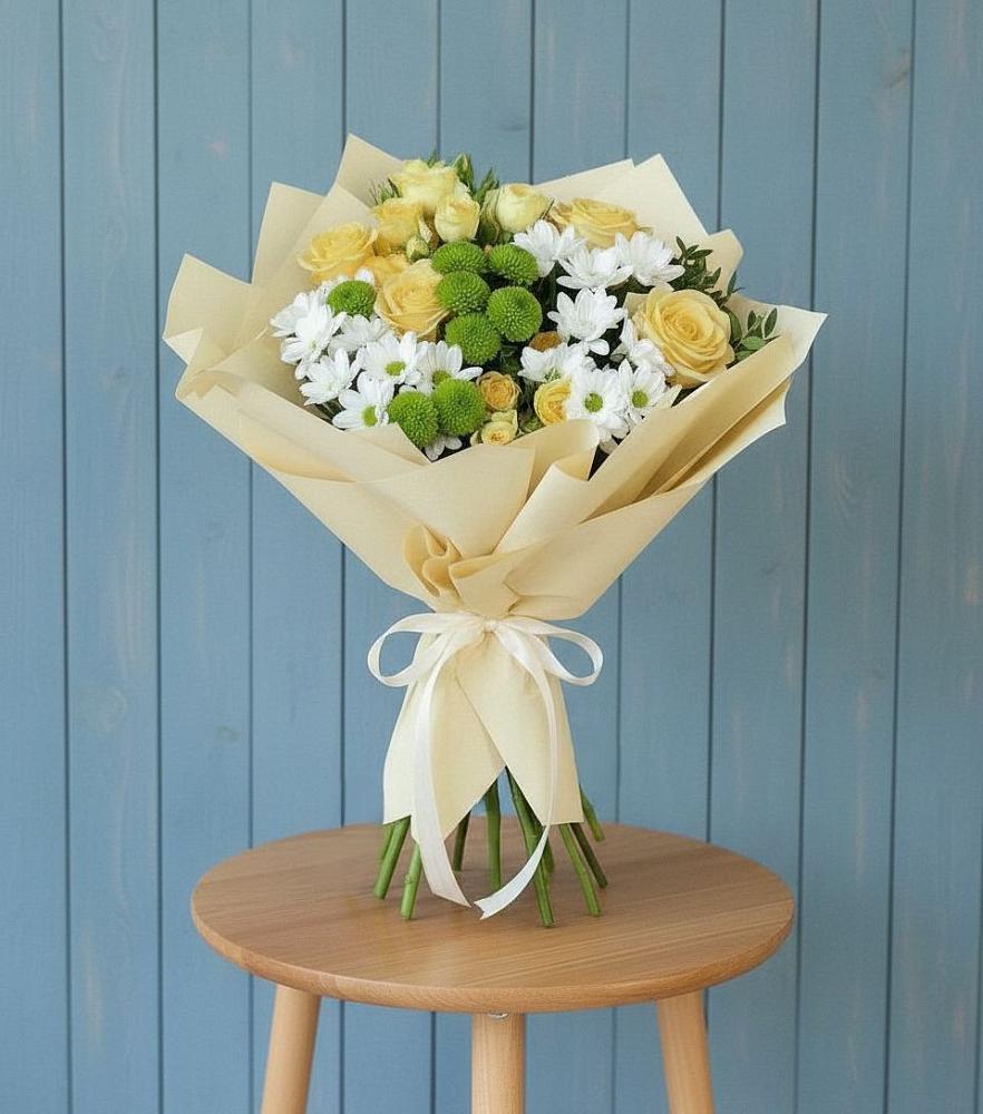 Букет цветов из: Хризантемы и Розы в Полетаево