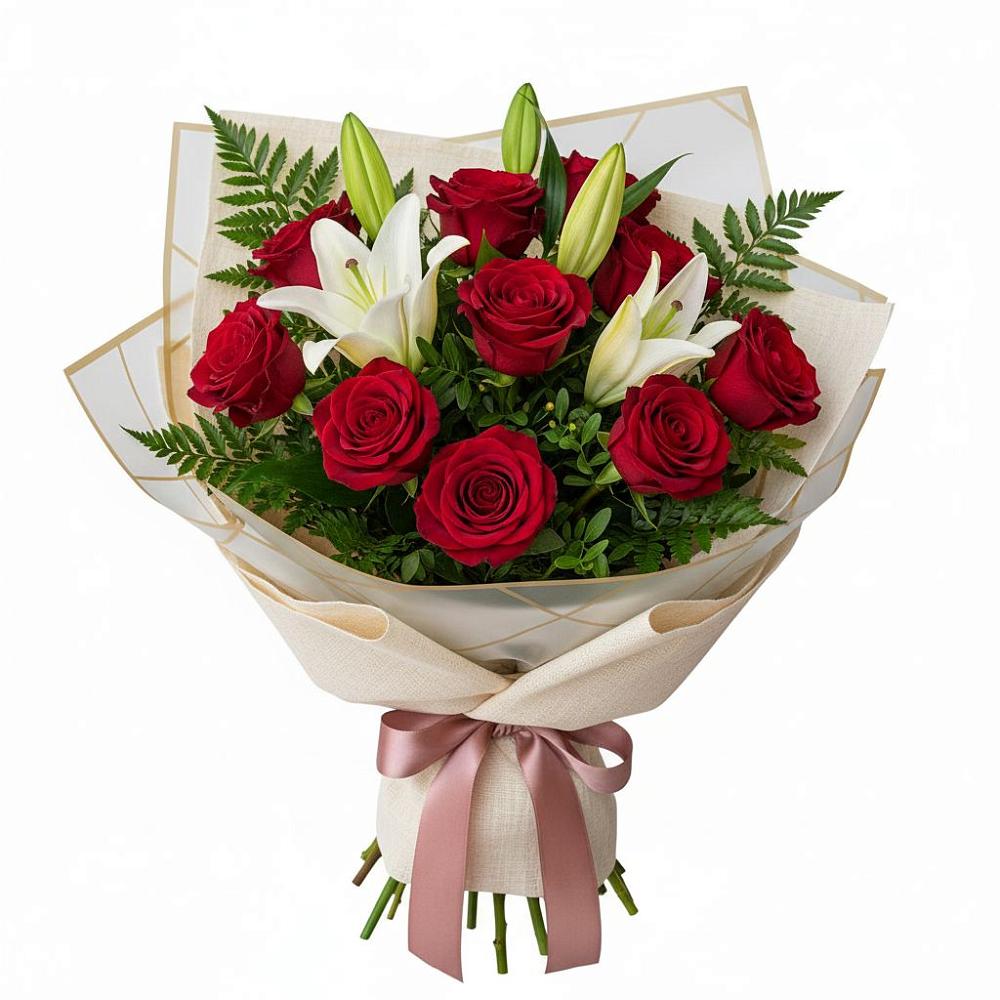 Букет цветов из: Лилии и Розы в Полетаево