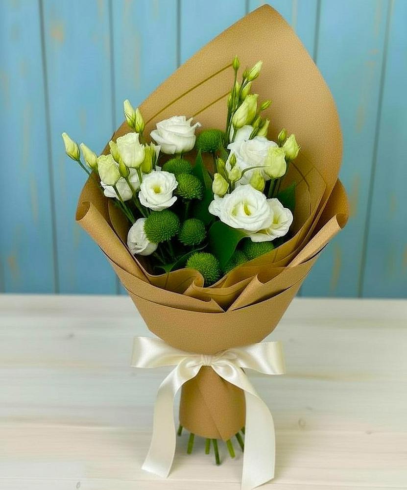 Букет цветов из: Хризантемы и Лизиантусы в Полетаево