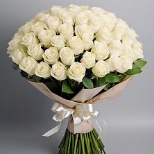 Букет 101 беля роза Белоснежка в Полетаево