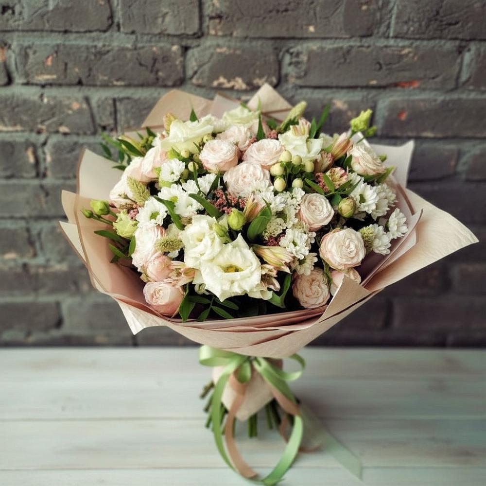 Букет цветов из: Альстромерии, Розы и Хризантемы в Полетаево