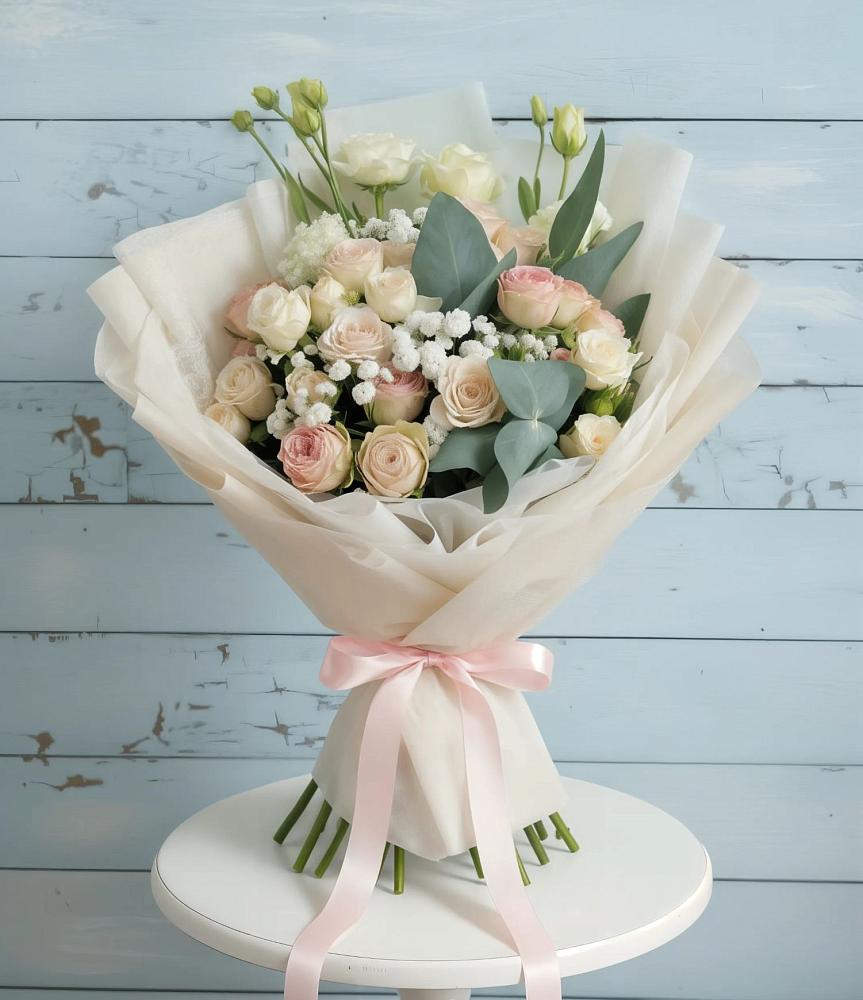 Букет цветов из: Розы и Лизиантусы в Полетаево