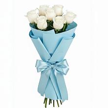 Букет 7 белых роз Проуд в Полетаево