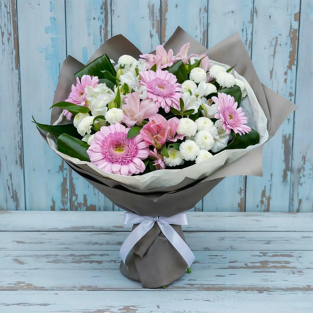 Букет цветов из: Герберы, Альстромерии и Хризантемы в Полетаево