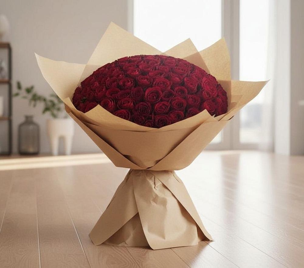 Букет 101 Красная роза в Полетаево