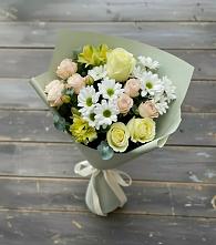 Букет цветов из:  Альстромерии, Розы и Хризантемы в Полетаево