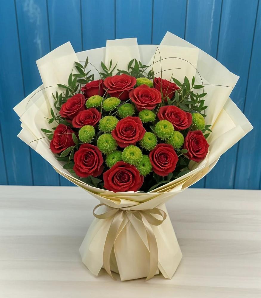 Букет цветов из: Розы и Хризантемы в Полетаево