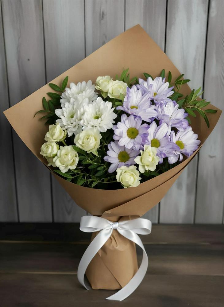 Букет цветов из: Хризантемы и Розы в Полетаево